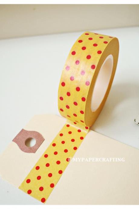 Washi Tape Orange With Red Polka Dot