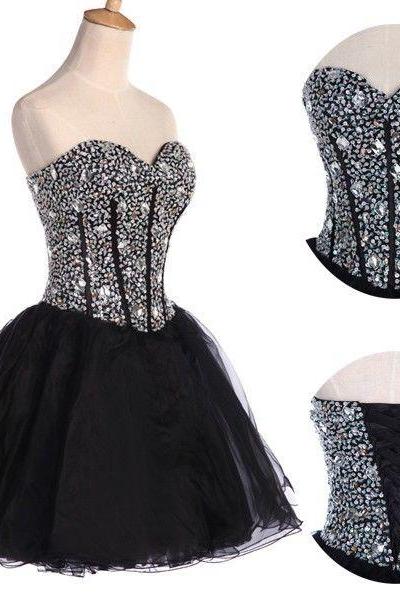 2015 Fashion Strapless Knee Length Beadeed Prom Dresses Evening Dress Bridesmaid Dresses Custom Made L36-1