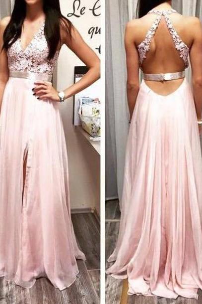 Custom Made A Line Round Neckline Backless Prom Dresses 2015, Formal Dresses 2015, Evening Dresses 2015