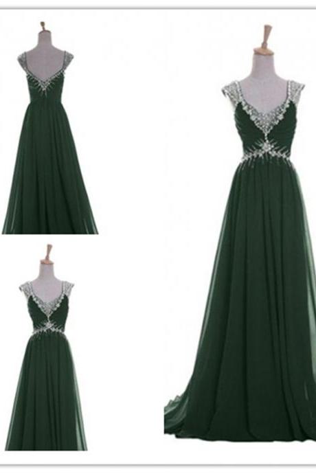 Fashion Chiffon V Neck Prom Dresses Evening Dress L94