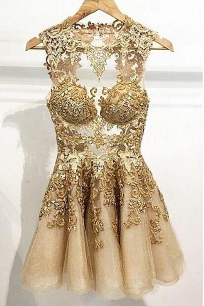 Unique Sexy prom dress, Champange prom dress, Tulle Short prom dress,Backless Prom Dress, Lace Prom Dresses 2015, Prom 2015, Homecoming Dress, Handmade Partyt Dresses,BD15041609