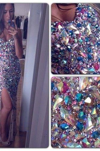 Mermaid prom dress, gorgeous prom dress, prom dress with rhinestone, sparkly prom dress, sexy prom dress, BD22
