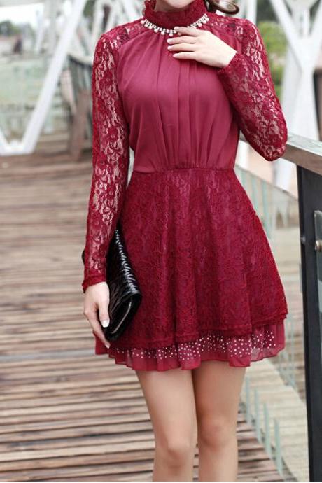 2015 summer sexy Lace Chiffon Dress