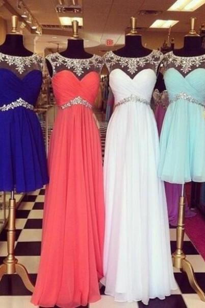 Custom Made A Line Round Neckline Royal Blue Prom Dresses 2015, Blue Prom Dresses 2015, Formal Dresses 2015, Prom Dresses