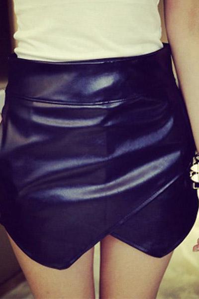 2015 Spring Summer Fall Sexy Pu Leather Mini Skirt