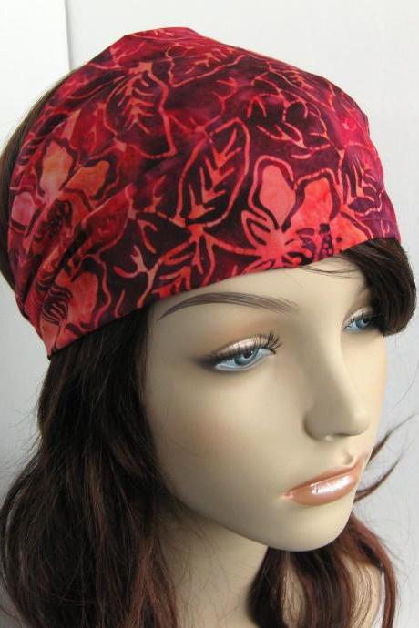 Flower Batik Fabric Headband Yoga Hair Head Wrap Women&amp;amp;amp;#039;s Gypsy Bandana Pink Purple Orange Floral Cotton Print