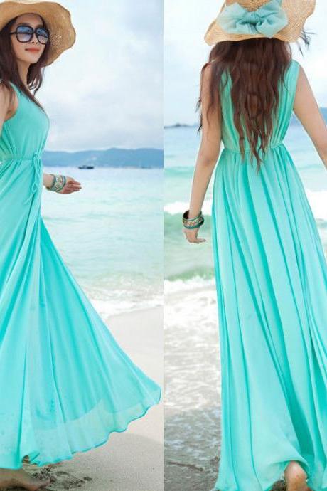 Summer Long Maxi Dress Beach Dresses Chiffon Dress