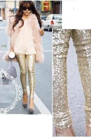 Sweet Gold Sequined Pants Fashion AX41901ax