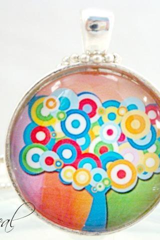 Whimsical tree colors of life Pendant