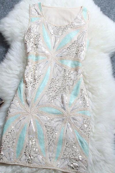Sweet Embroidered Sequined Dress FG42116JH