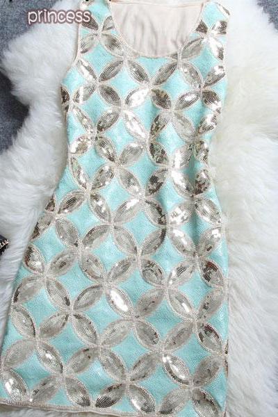 Nice Sequin Cash Pattern Sleeveless Dress Vg42204mn