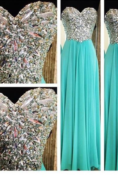 long prom dress, sweet heart prom dress, blue prom dress, formal prom dress, prom dress with rhinestone, prom dress, BD97