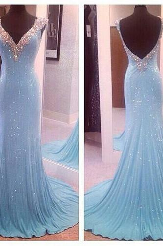 sequins prom dress, long prom dress, blue prom dress, gorgeous prom dress, fantastic prom dress, prom dress, BD105