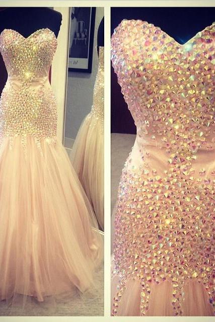 Mermaid Prom Dress, Sweet Heart Prom Dress, Gorgeous Prom Dress, Prom Dress With Rhinestone, Affordable Prom Dress, Bd120