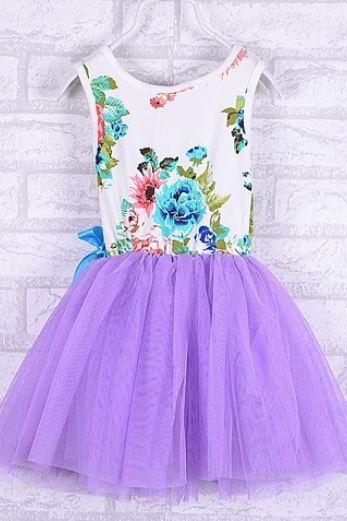 Purple Dress Printed Purple Floral Dress Kids Purple Dress Summer Outfit 12 Months