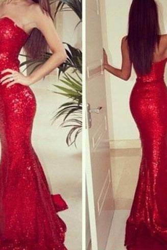 Red prom dress, sexy prom dress, long prom dress, prom dress, mermaid dress, sequin prom dress, evening dress, BD125