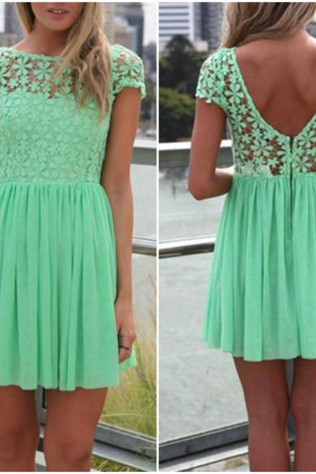 Gorgeous Green Lace And Chiffon Dress