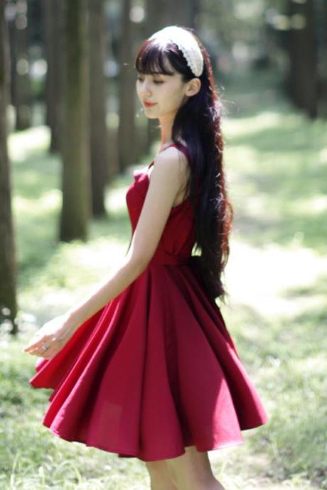 Pretty Summer Chiffon Wine Read Stylish Dresses, Summer Dresses 2015, Wine Red Dresses