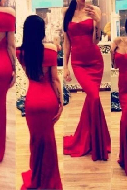 Gorgeous Off Shoulder Red Floor Length Dress Vg42412mn