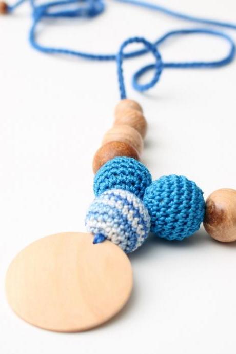 Organic Cotton Nursing necklace - Triple Teething necklace with pendant 