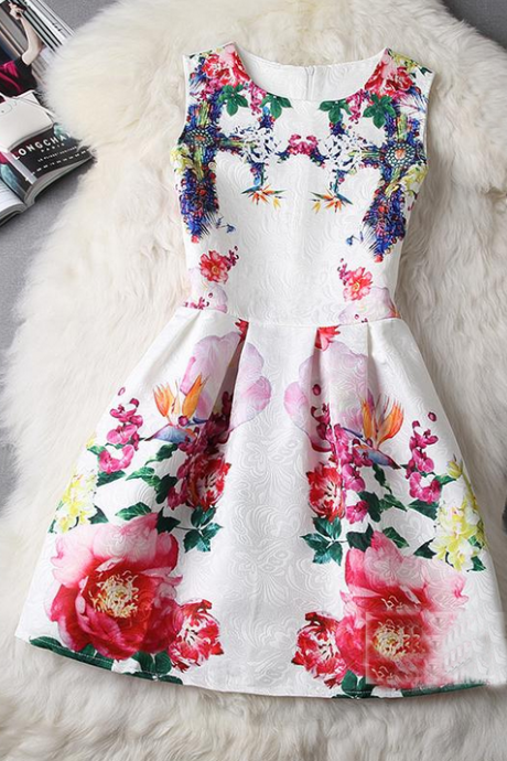 Jacquard Printed Sleeveless Vest Dress Ax42505ax