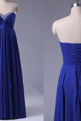 Pretty Simple Royal Blue Beaded Prom Dresses 2015, Prom Dresses, Formal Dresses, Evening Dresses