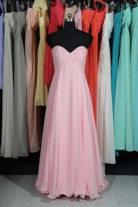 Sweetheart bridesmaid dress,Pink Bridesmaid Dress, Long Chiffon Bridesmaid Dress, Prom Dress, Party Dress, BD2701