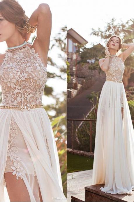 Ivory lace prom dress, beautiful prom dress, evening dress, popular prom dress, backless prom dress, prom dress 2015, BD196