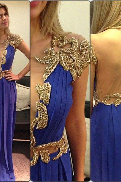 Cal sleeve prom dress, long prom dress, royal blue prom dress, prom dress, unique prom dress, prom dress 2015, BD199