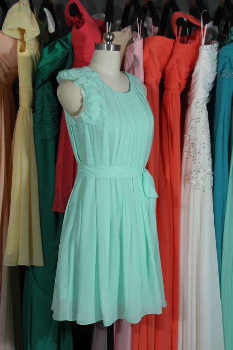 Mint Bridesmaid Dress,scoop Neck Bridesmaid Dress, Short Bridesmaid Dress, Chiffon Bridesmaid Dress, Bridesmaid Dress, Bd2714