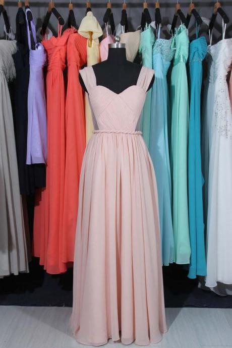 Pearl Bridesmaid Dress, Pink Bridesmaid Dress, Chiffon Bridesmaid Dress, Tulle Bridesmaid Dress, Long Bridesmaid Dress,custom Made Bridesmaid