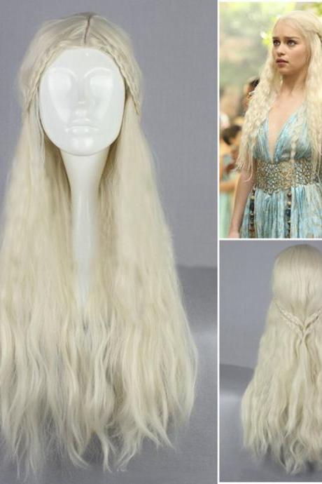Gold Game of Thrones-Daenerys Targaryen Long Curl Cosplay Wig Hair Wig Lolita Wig