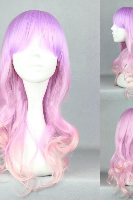 Bright Mixed Fuchsia and Pink Medium Lolita Cosplay Wig
