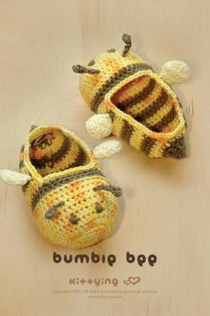 Crochet PATTERN Bumble Bee Baby Booties Crochet PATTERN, Chart & Written Pattern by kittying