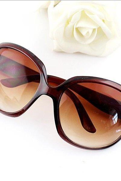 Vintage Round Lenses Retro Girl Brown Sunglasses