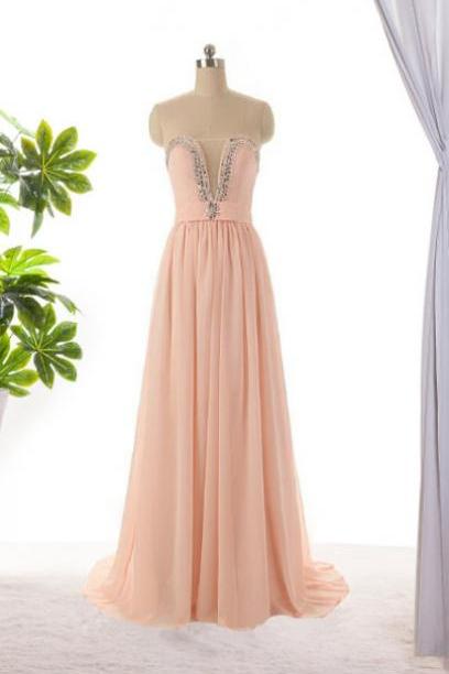 Pink Bridesmaid dress, long bridesmaid dress, long prom dresses ,beading dress ,evening dress ,formal dress, custom dresses ,blush pink dress, BD3002