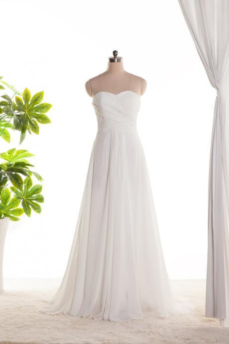 White Ivory Bridesmaid Dress, Long Bridesmaid Dress ,sweetheart Bridesmaid Dress, Chiffon Dress ,floor Length Dress, Evening Dress, Formal Dress,