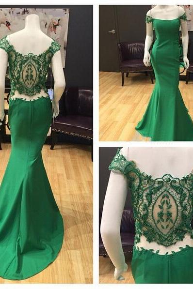 Green prom dress, cap sleeve prom dress, lace prom dress, mermaid prom dress, handmade prom dress, fantastic prom dress, BD224
