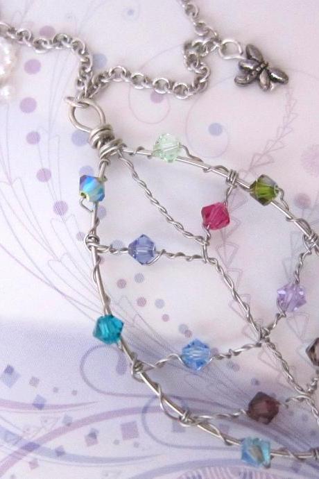  Silver Wire Leaf of Colors Necklace (Nature-Inspired)