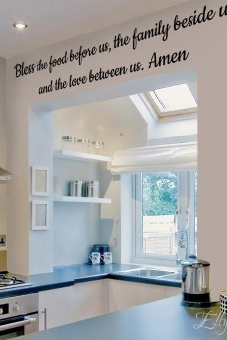 Bless the food...Wall Art Decal, home vinyl stickers, design quote stickers,inspired qoute decals