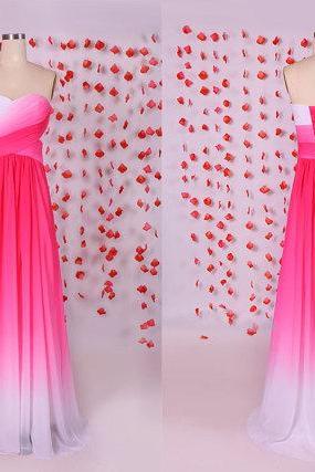 Beautiful Prom Dress,pink Prom Dress,gradient Chiffon Prom Dresses,evening Party Dress,long Bridesmaid Dress,sweetheart Bridesmaid