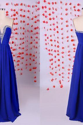 Gorgeous long prom dress,royal blue prom dress,chiffon prom dresses,Sweetheart prom gowns,Strapless formal prom dress,evening party dresses,Long prom dress, BD050620