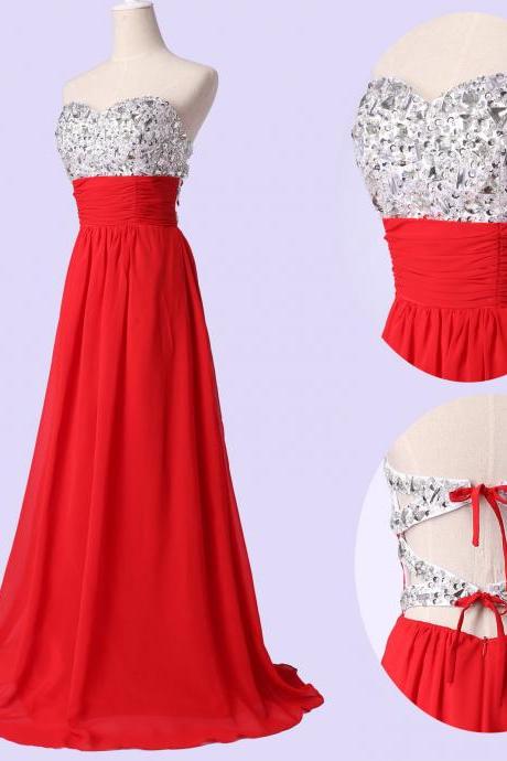 Fashion Chiffon Beaded Full Length Prom Dresses Evening Dress Bridesmaid Dresses L118