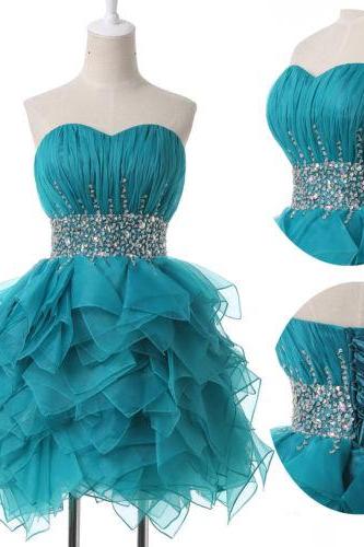 2015 fashion above knee length Organza Cocktail Dresses prom Dresses evening dress Bridesmaid dresses custom made L145