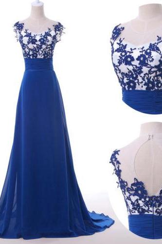 2015 fashion full length lace applique chiffon prom Dresses evening dress Bridesmaid dresses custom made L153