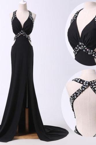 fashion full length chiffon beaded prom Dresses evening dress Bridesmaid dresses custom made L188