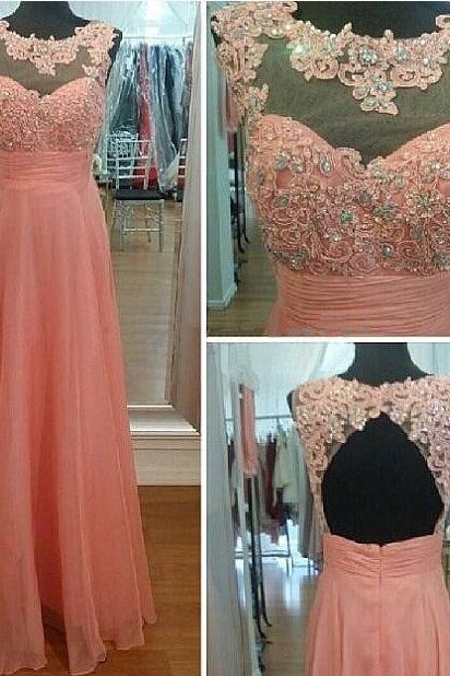 Lace Prom Dress, Backless Prom Dress, Peach Prom Dress, Party Dress, Prom Dress, Occasion Dress, Prom Dress, Bd261