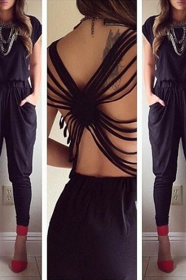 Sexy Backless Solid Color Jumpsuit Vg51001mn