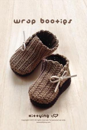 Crochet Pattern Wrap Baby Booties Preemie Boots Newborn Shoes Crochet Pattern (WB02-B-PAT)