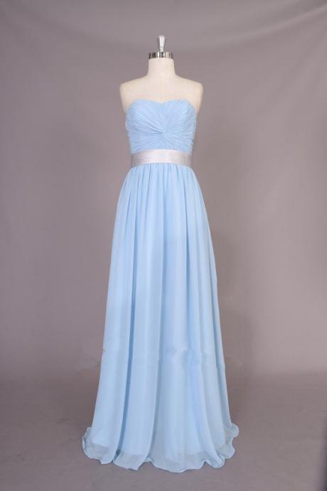Pretty Simple Light Blue Sweetheart Prom Dresses, Simple Bridesmaid Dresses, Blue Bridesmaid Dresses, Evening Gowns